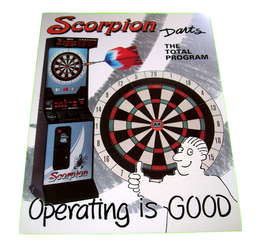 Scorpion Darts Program Arcade Flyer Original Merit Game Promo Foldout Brochure