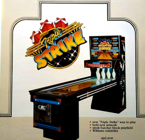 Triple Strike Shuffle Alley Flyer Original 1983 Arcade Bowler Artwork 8.5" x 11"