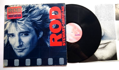 Rod Stewart Camouflage Vinyl LP Record Album 1984 Pop Hype Sticker Infatuation