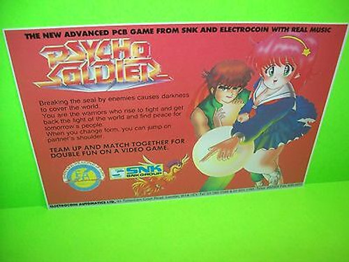 SNK Psycho Soldier Original NOS 1986 Video Arcade Game Flyer Electrocoin Rare UK