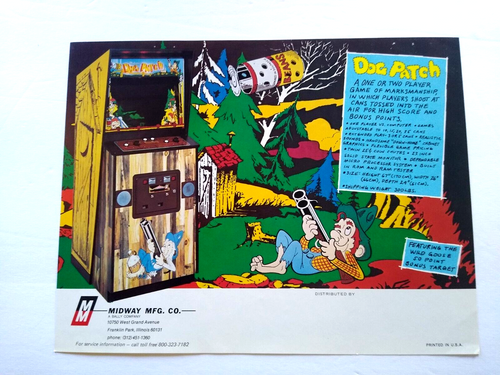 Dog Patch Arcade Game Flyer Retro Vintage 1975 Hillbilly Mountains Outhouse