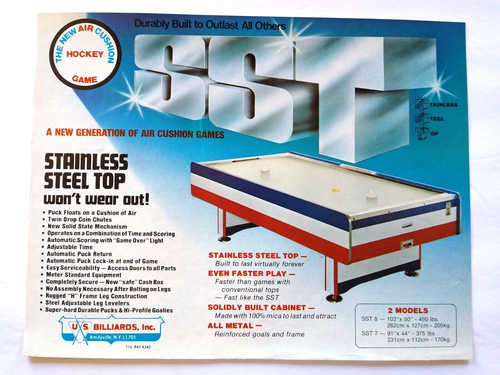 SST Air Hockey Table Promo PAPER Sales FLYER Advertising Sheet Arcade Game
