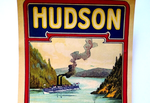Hudson Broom Label Steamboat Steamer Boat Original UNUSED Lithograph Vintage