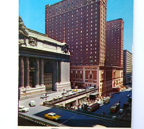 Hotel Commodore Postcard Building New York City Old Cars NYC 42nd Street 1961
