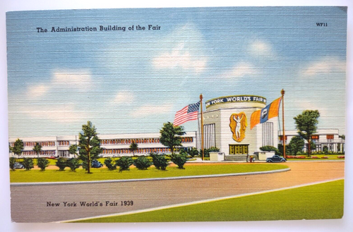 New York Worlds Fair Postcard Administration Building Linen 1939 Tichnor