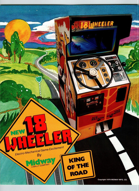 18 Wheeler Arcade Flyer Original 1989 Electro-Mechanical Truck Driving Game