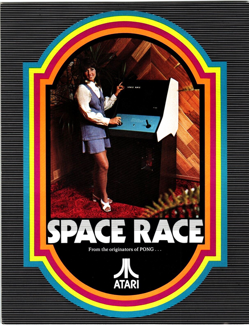 Space Race Arcade Flyer Original 1973 Video Game Retro Vintage Mod Groovy Art