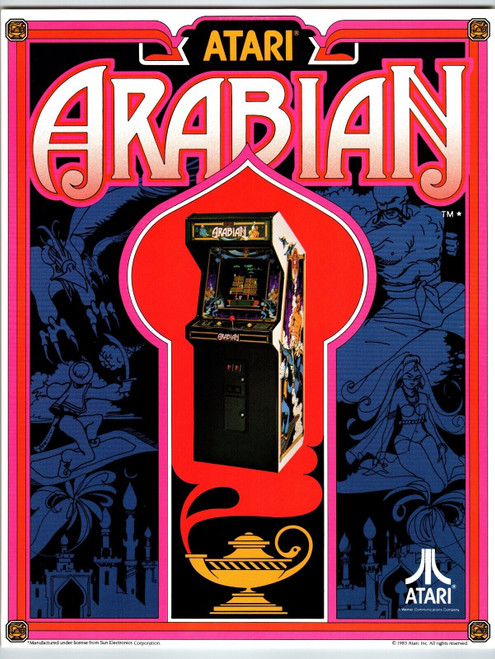 Arabian Arcade Flyer 1983 Original Retro Video Game Promo Artwork Aladdin's Lamp