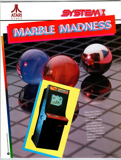 Marble Madness Arcade Flyer 1984 Original Retro Video Game Promo System 1