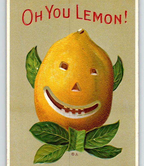 Oh You Lemon Postcard Fantasy Anthropomorphic Dressed LemonHead JOL Nash 1910 Oh You Lemon Postcard Fantasy Anthropomorphic Dressed LemonHead JOL Nash 1910