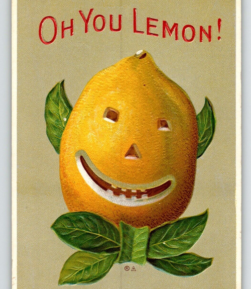 Oh You Lemon Postcard Fantasy Anthropomorphic Dressed LemonHead JOL Nash 1910