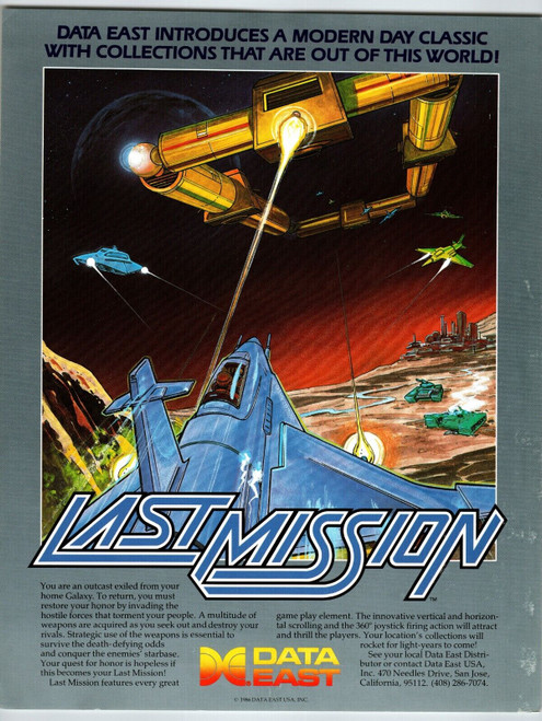 Last Mission Arcade Flyer 1986 Original Retro Video Game Art Vintage Alien Ships