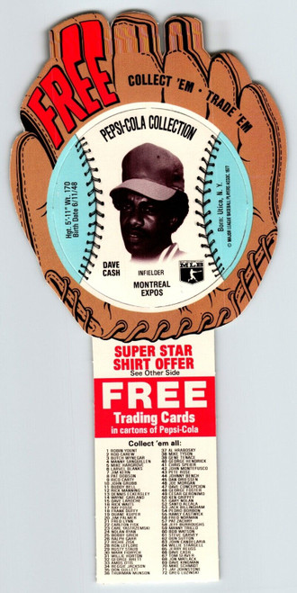 Pepsi-Cola Baseball Trading Card 1977 Dave Cash Montreal Expos MLB Trade Vintage