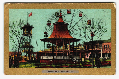 Ferris Wheel Ride Coney Island New York Postcard Amusement 1906 Ullman Undivided