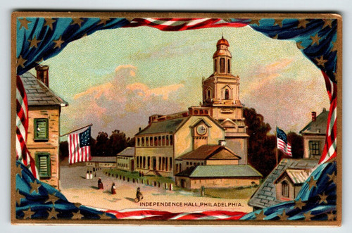 Independence Hall Philadelphia PA Postcard Tuck Series 159 Patriotic Flag Border