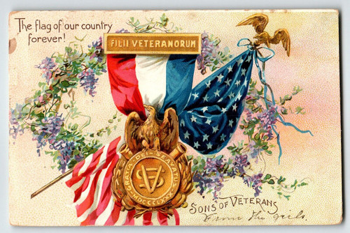 Memorial Decoration Day Postcard Flags Eagle Veterans Army Medal Tuck 1907