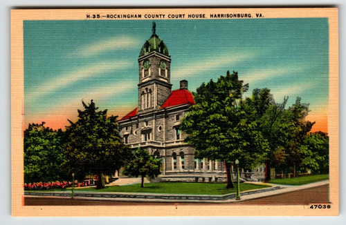 Rockingham County Court House Building Harrisonburg Virginia Postcard Linen NOS