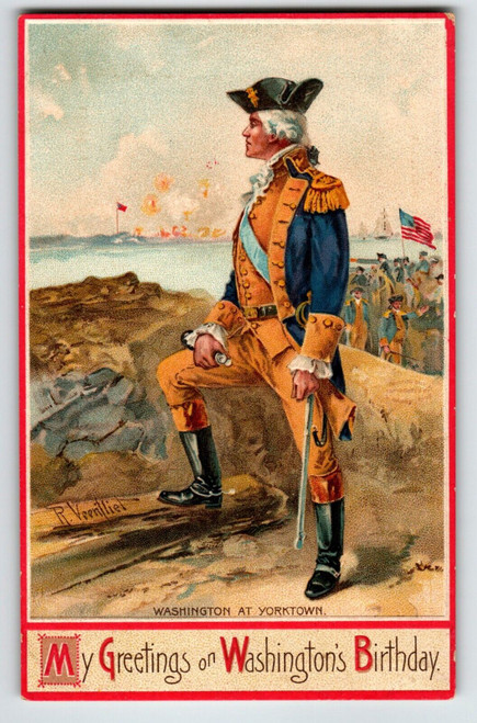 George Washington President Postcard Yorktown Signed R Veenfliet 51766 Germany