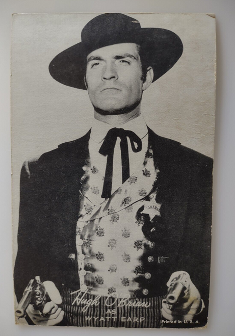 Hugh O'Brian Wyatt Earp Arcade Trade Card Actor Original Exhibit West TV Cowboy