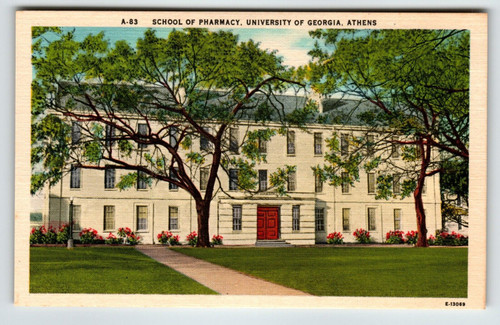 School Of Pharmacy University Of Athens Georgia Postcard Unposted Linen Building