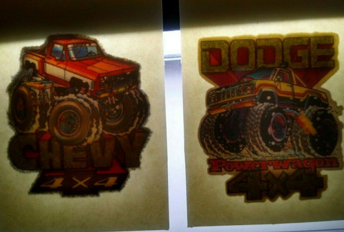 Monster Trucks Screamin Gleamin Glitter Iron-On Transfer Decal Donruss 1970s