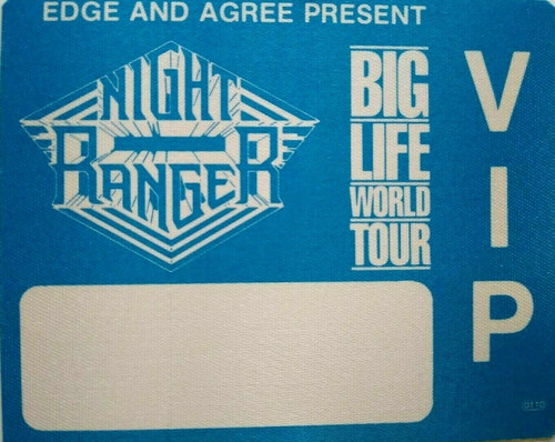 Night Ranger Backstage Pass VIP Big Life World Tour Rock Concert Promo 1987 Blue