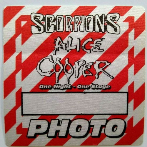 Alice Cooper Scorpions Backstage Pass Original 1996 Hard Rock Music Red Stripes