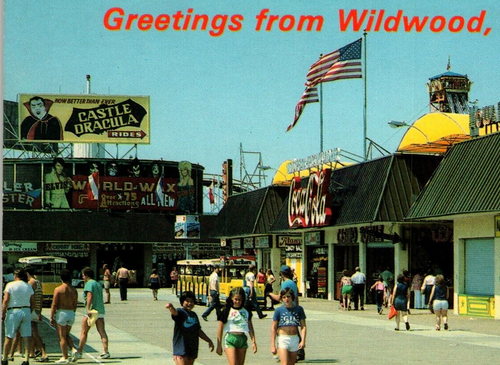 Wildwood New Jersey Postcard Castle Dracula Sign Kiss Elvis Coca-Cola Unposted