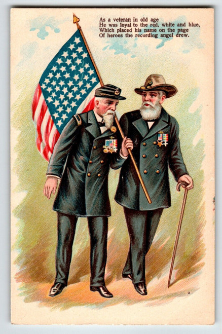 Memorial Decoration Day Postcard Veterans Civil War Flag Cane Series 283 Scarce