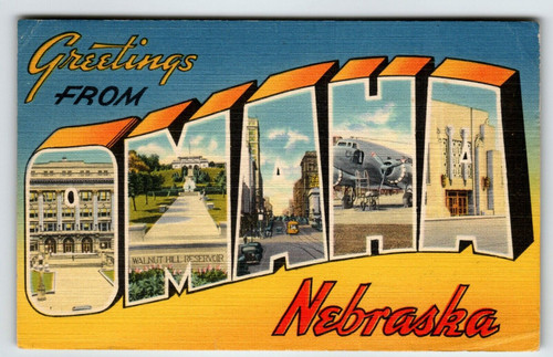 Greetings From Omaha Nebraska Postcard Large Big Letter City Tichnor Brothers