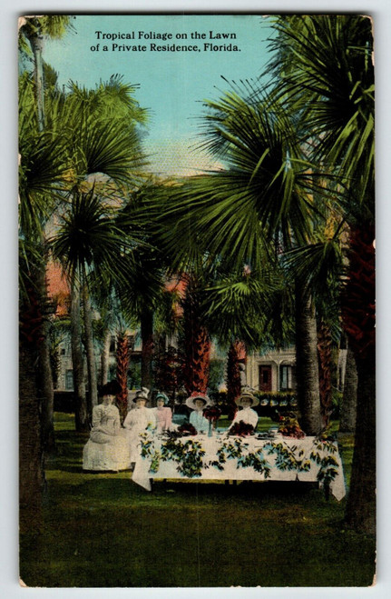Private Residence Florida Postcard Victorian Formal Women Big Hats H & WB Drew