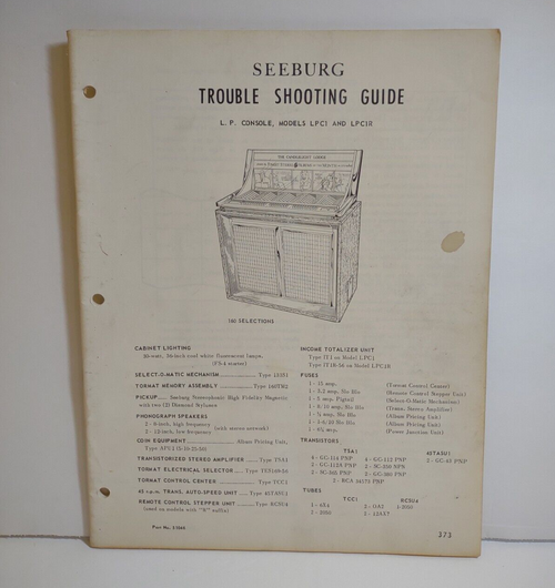 Seeburg Jukebox Service Manual LP Console Models LPC1 LPC1R Phonograph Music