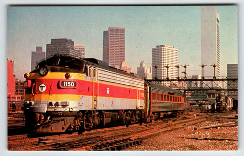 Railroad Postcard Train Railway Locomotive 1150 South Station Boston MBTA FP-10