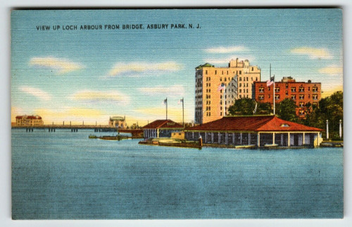 Postcard Asbury Park Loch Arbour From Bridge New Jersey Beach Town Shore Linen