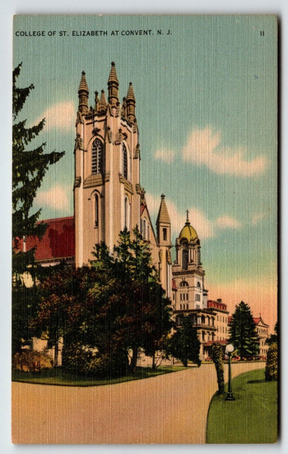 Postcard College of St Elizabeth at Convent New Jersey Linen Catholic School