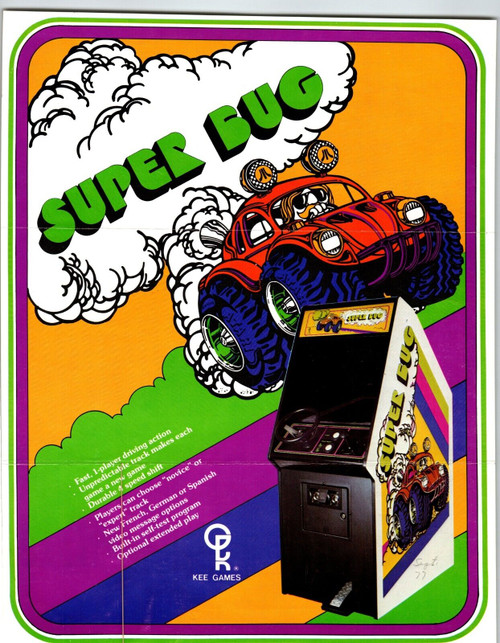 Flyer Super Bug Video Arcade Game Original 1977 Retro 8.5" x 11" Double Sided