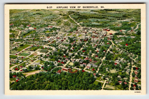 Airplane View Of Gainesville Georgia Postcard Unposted Linen Ariel Unposted