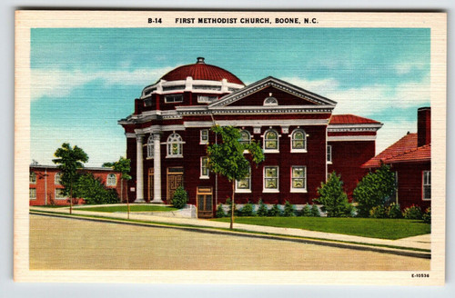 First Methodist Church Building Boone North Carolina Linen Postcard Unused NC