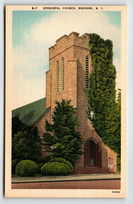 Episcopal Church Building Brevard North Carolina Linen Postcard Unused Asheville