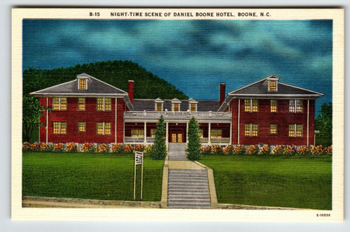 Night Time Scene Daniel Boone Hotel North Carolina Linen Postcard Unused NC