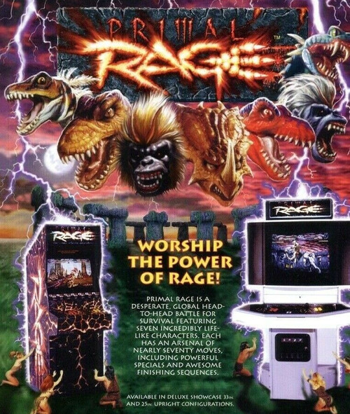 Primal Rage Arcade FLYER Original Video Game UNUSED Monsters 1994