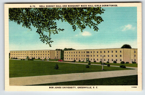 Bob Jones University Girls Dormitories Greenville South Carolina Linen Postcard