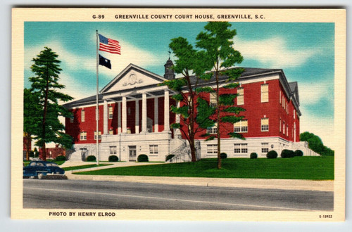 Greenville County Court House Building South Carolina Linen Postcard Unused SC