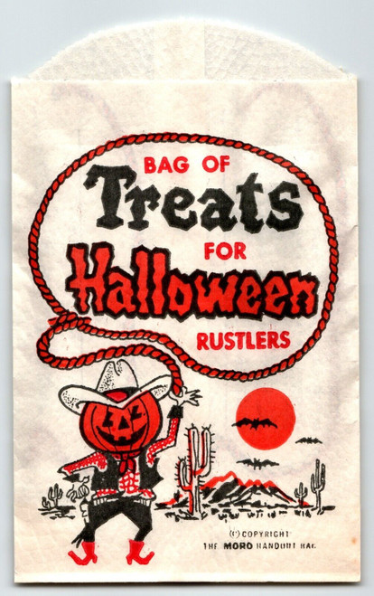 Trick Or Treat Halloween Candy Goodie Bag For Rustlers JOL Pumpkin Head Man Bats