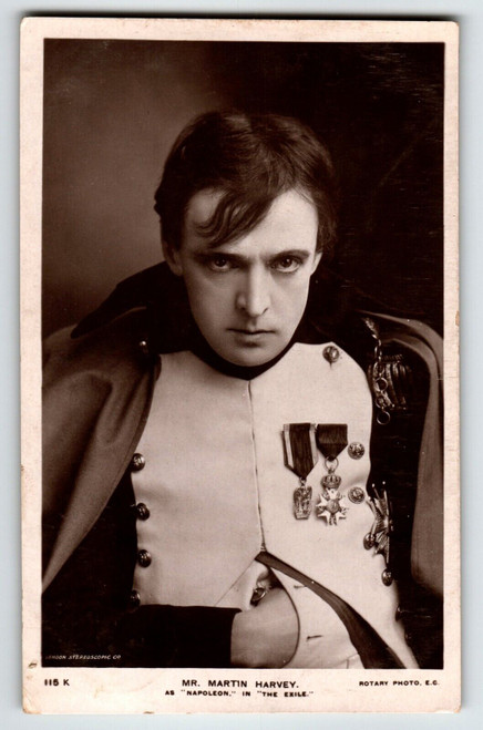 John Martin Harvey English Actor Napoleon Real Photo Postcard RPPC London Rotary