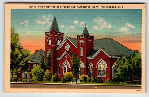 First Methodist Church North Wilkesboro North Carolina Postcard Unused Vintage