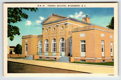 Federal Building Wilkesboro North Carolina Postcard Unused NC Asheville Vintage