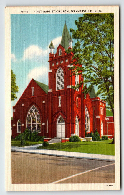 First Baptist Church Waynesville North Carolina Postcard Unused Vintage