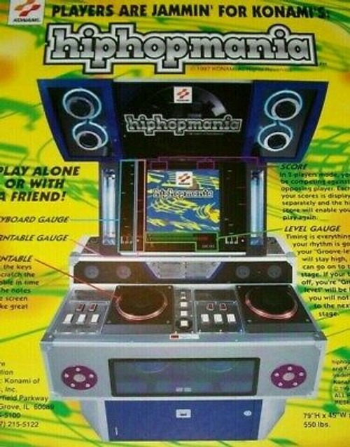 HipHopMania Arcade Game Flyer Original Konami Boom Box Hip Hop Music 8.5" x 11"