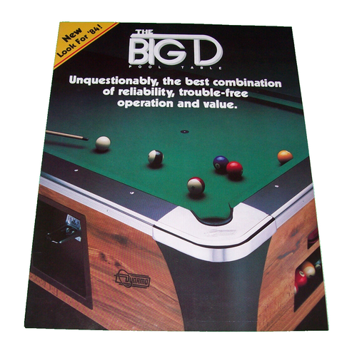 The Big D Dynamo Flyer Advertising Pool Table Foosball Foldout Brochure Original